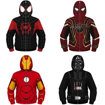 

Spiderman Hoodies Boys Avengers Marvel Superhero Iron Man Thor Hulk Captain America Sweatshirt for Boys Kid Cartoon Jacket+cloak