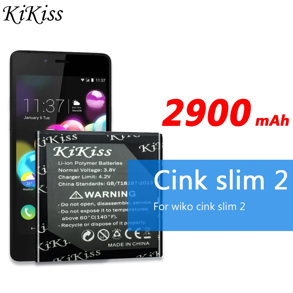 2900 мАч для смартфона Wiko Cink Slim 2, аккумулятор большой емкости 2900 мАч для Wiko Cink Slim 2