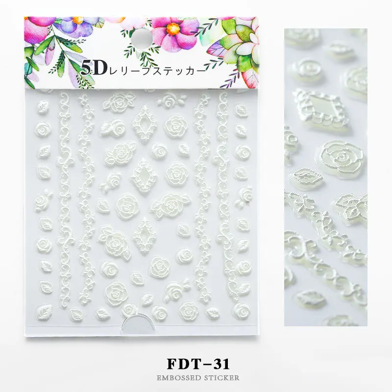 3D Рельефный цветок лист наклейки для ногтей наклейки эмпаистические Выгравированные наклейки Слайдеры для дизайна ногтей маникюр акриловое украшение