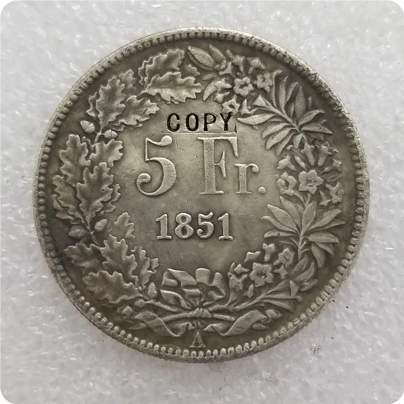 1851 Швейцария 5 Франковская Монета КОПИЯ