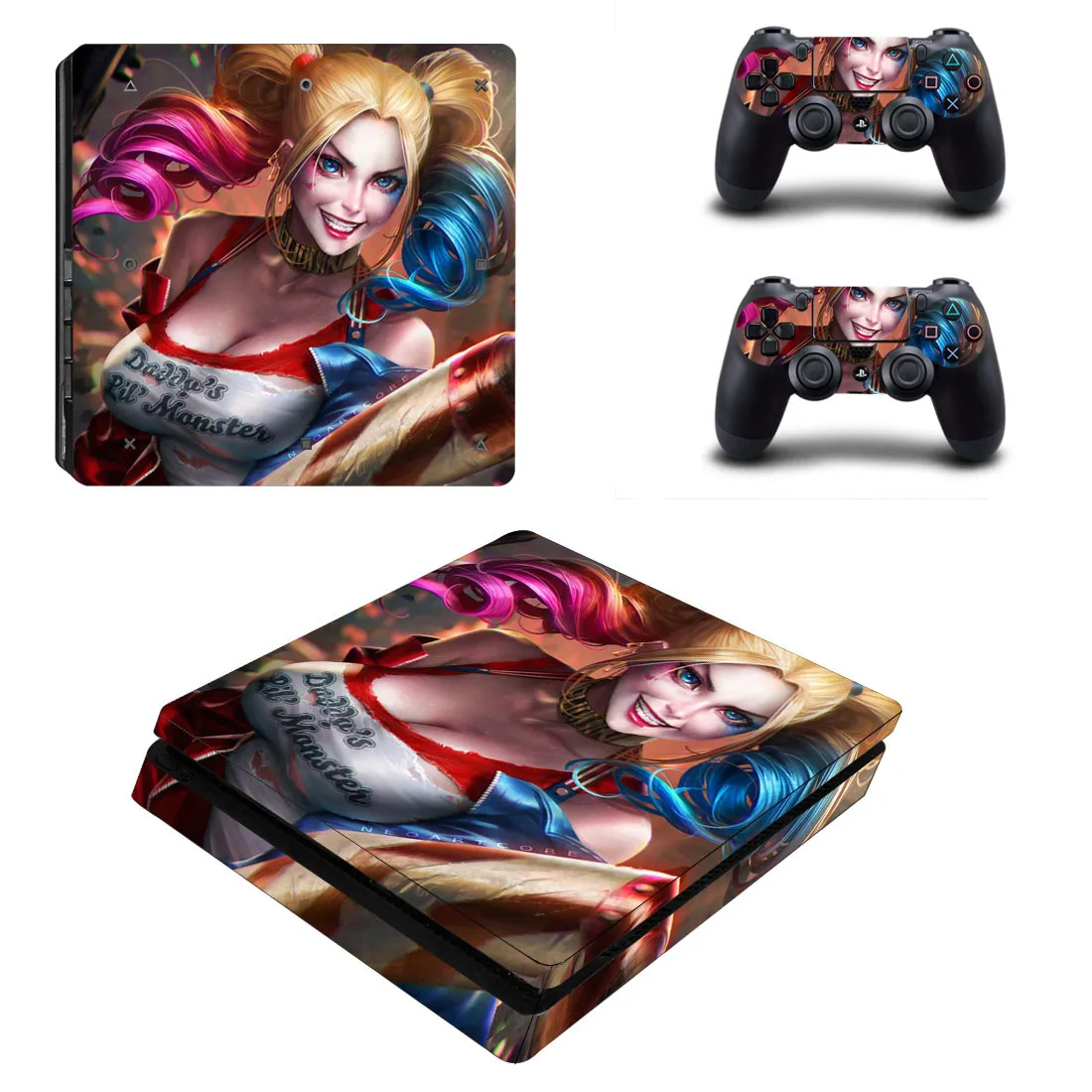 Harley Quinn PS4 Slim sticker s PS 4 тонкие виниловые наклейки для кожи наклейки Pegatinas для playstation 4 Slim консоли и контроллера