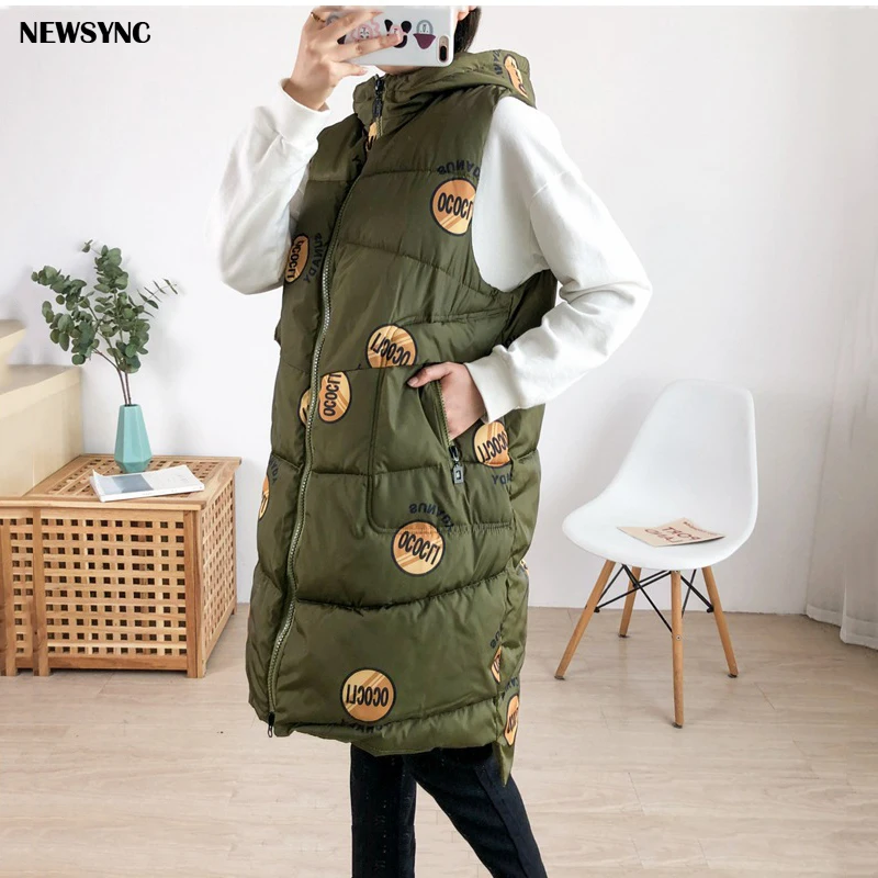 

NEWSYNC Women Vests Big Size 2020 Autumn Winter Thick Sleeveless Jackets camouflage Printed Ladies Outerwear Plus Size 7XL