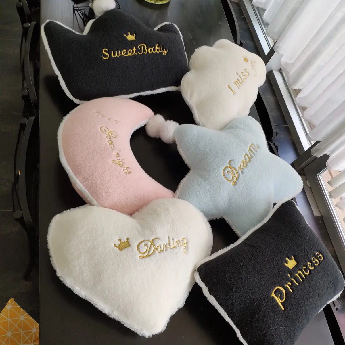 

INS Princess GIRL'S Heart Pink Stereo Crown Pillow Star Plush Pillow Cushion Bedside Cushion Large Backrest