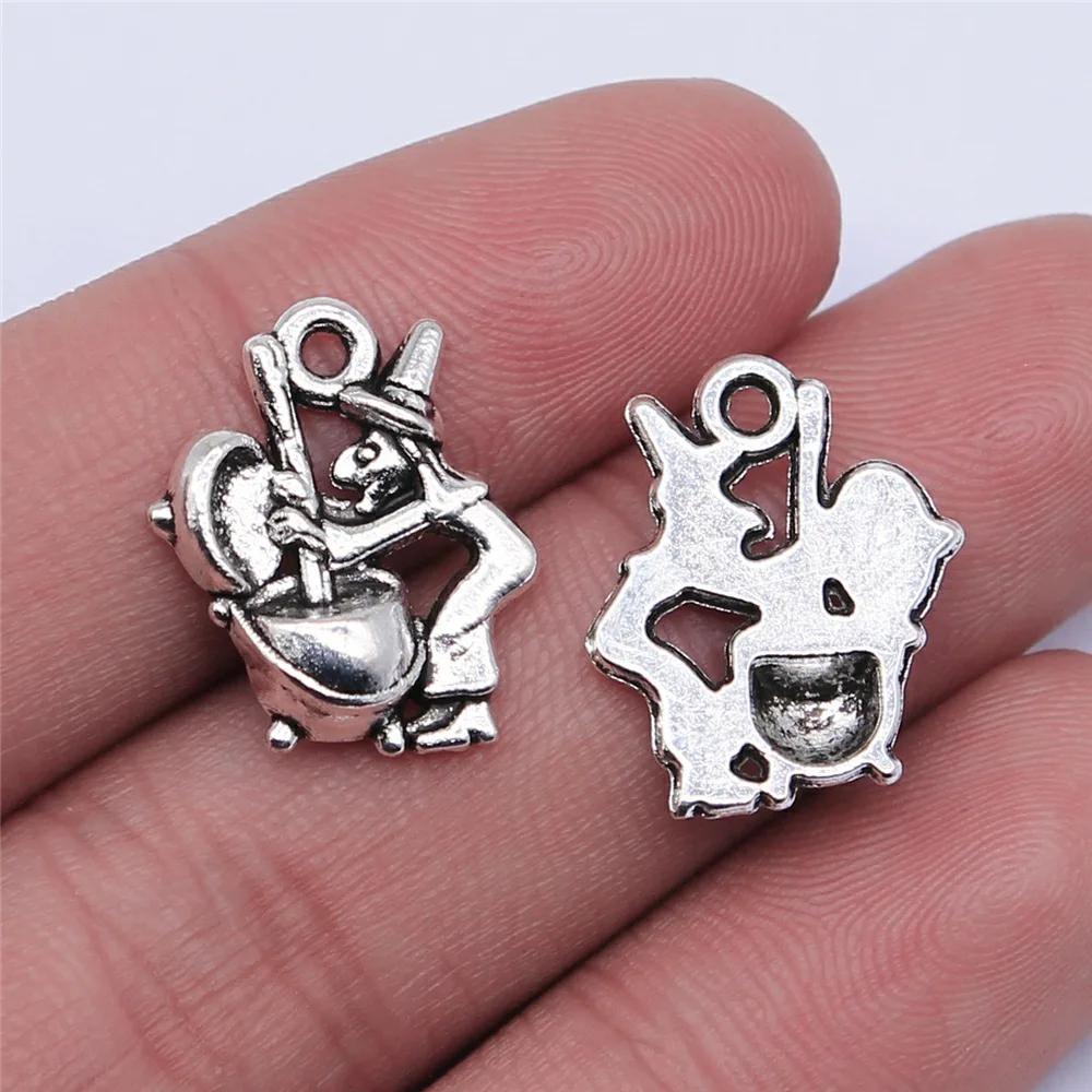 

10pcs/lot 17x14mm Witch Refining Drugs Charms Antique Silver Color Plated Pendants Making DIY Handmade Tibetan Jewelry