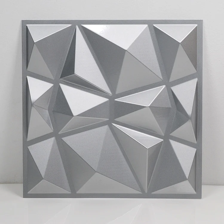 Bright silver 50x50 см 3D Художественная настенная доска Геометрическая огранка Алмазная деревянная резная Настенная Наклейка 3D фоновая Настенная Наклейка декоративная панель домашний декор - Цвет: Bright silver