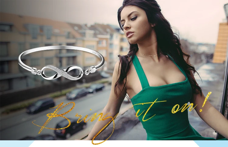 Jewelrypalace Forever Love Бесконечность Юбилей браслет Pure 925 пробы Серебряные ювелирные изделия свадебный браслет