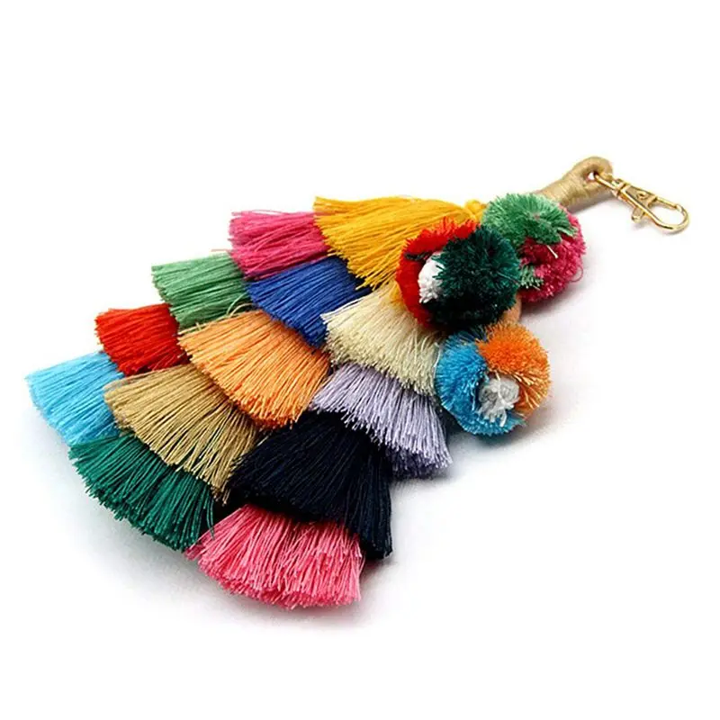 Красочный Boho Pom кисточкой сумка Шарм брелок(стиль
