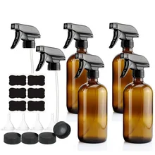 500ml Empty Amber Glass Spray Bottle with Black Trigger Sprayer & Labels for Essential Oils Cleaning Aromatherapy 16 Oz - 4 Pack 500ml Empty Amber Glass Spray Bottle with Black Trigger Sprayer & Labels for Essential Oils Cleaning Aromatherapy 16 Oz - 4 Pack