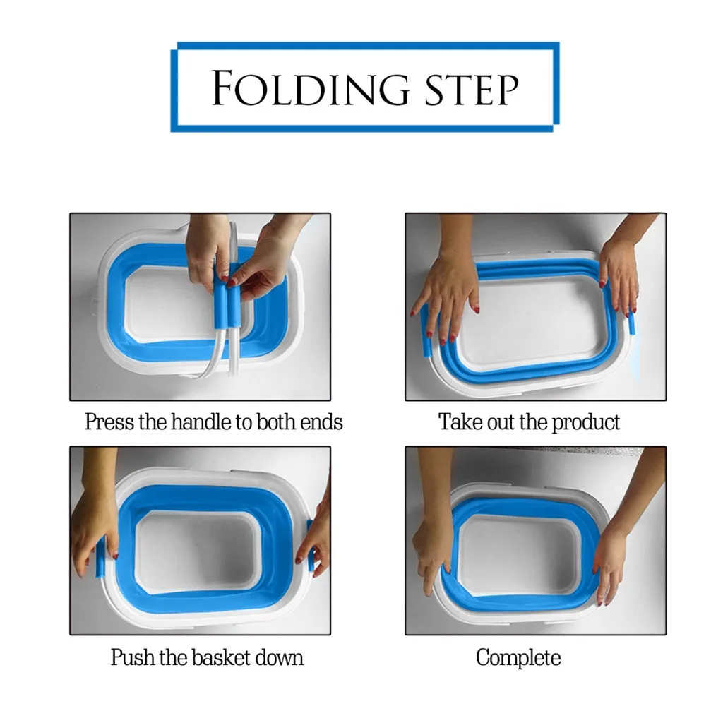 Rectangular Large Capacity Folding Silicone Laundry Bucket Storage Basket Kitchen Fruit Vegetable Basket
