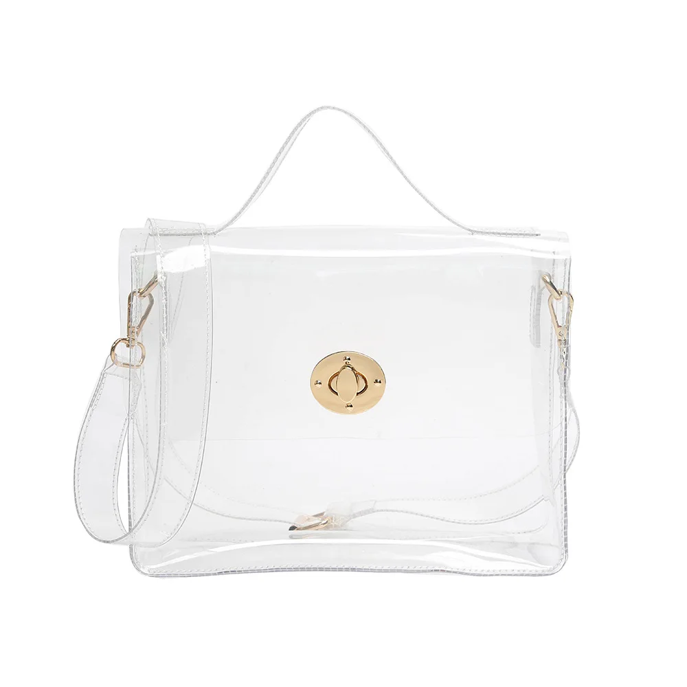 

andbag high-quality European and American portable ultra-transparent PVC lock single shoulder diagonal h2019 new JIULIN