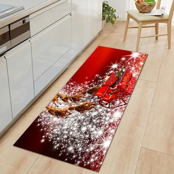 

Christmas Floor Mat Cute Santa Snowflake Bell Area Rug Washable Non-slip Mat For Bathroom Bedroom Kitchen Rugs 50x80 cm