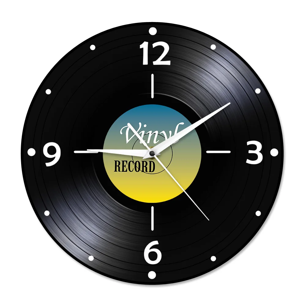 Vintage 12" Vinyl Music Gramophone Record Wall Clock 70's 80's Pop Genre Laser Cut Longplay Black Hanging Watch Horloge Klok