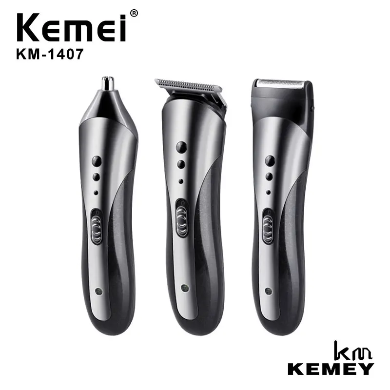 KEMEI Профессиональная Мужская многофункциональная перезаряжаемая электрическая машинка для стрижки волос профессиональная электробритва для бороды KM-1407