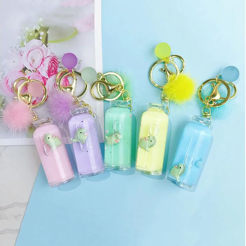 Новинка 2019 милый брелок с плавающим динозавром и меховым шариком подвижные