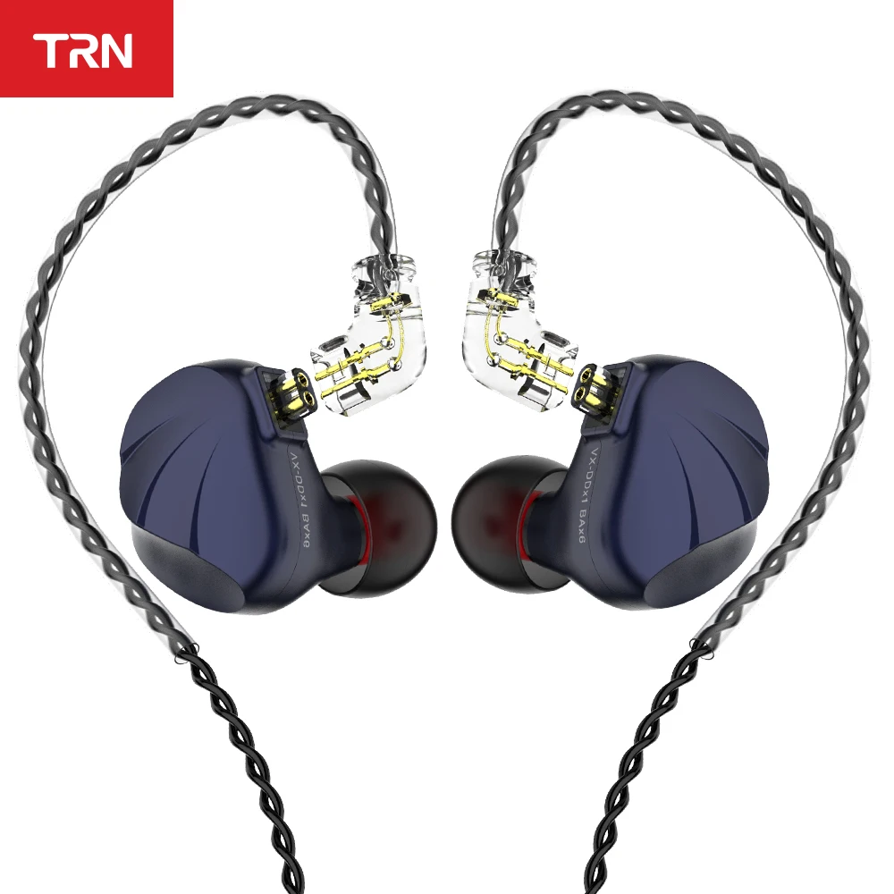 TRN VX 1DD 6BA гибридные металлические наушники вкладыши HIFI спортивные гарнитура V90s BA8