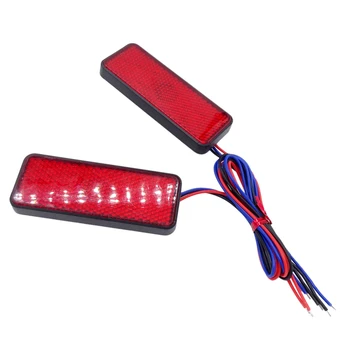 

1 Pair 24LED Rectangle Motorcycle Reflector Tail Brake Turn Signal Light Lamp Car ATV LED Reflectors Truck Side Warning Light