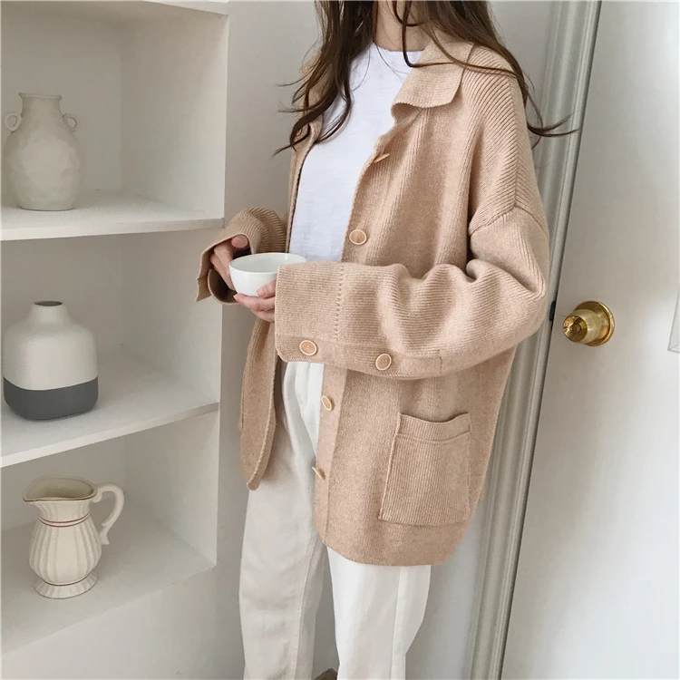 Ulzzang, студенческий стиль, шикарный некрупный Кардиган для девочек, вязаный свитер, женские свитера, Kawaii, Женская Корейская одежда Harajuku, женская одежда