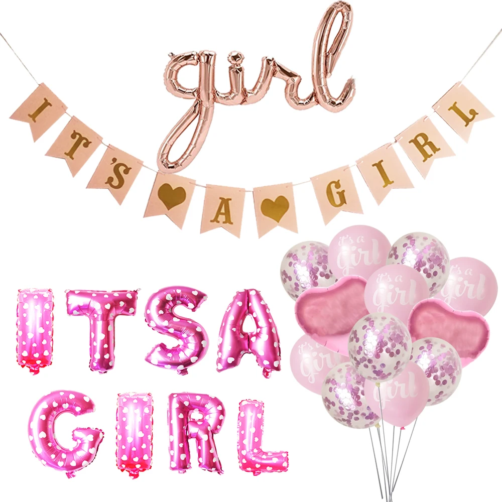 Chicinlife Girl Birthday Theme It S A Girl Balloons Banner Baby