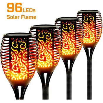 

96 LED Solar Flame Lamp Outdoor Torch Lights Safety Waterproof Light Flicker Lights for Garden Decoration Automatic On Dusk