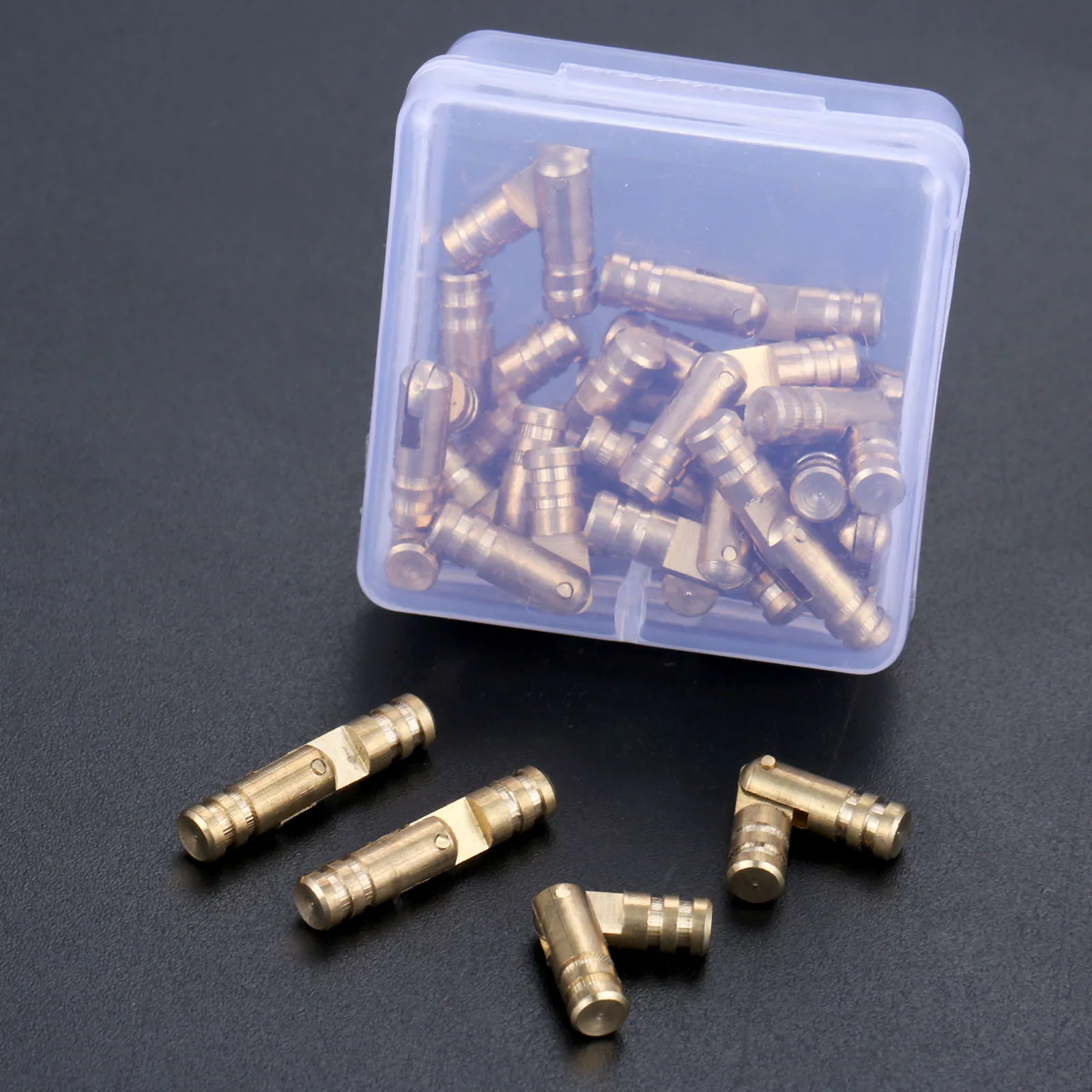 Dobradiças Tambor Ocultas de Bronze 40 Unidades Jóias Caixas de Madeira Armário Dobradiça Escondida para Móveis 4*20 mm com Caixa de Armazenamento