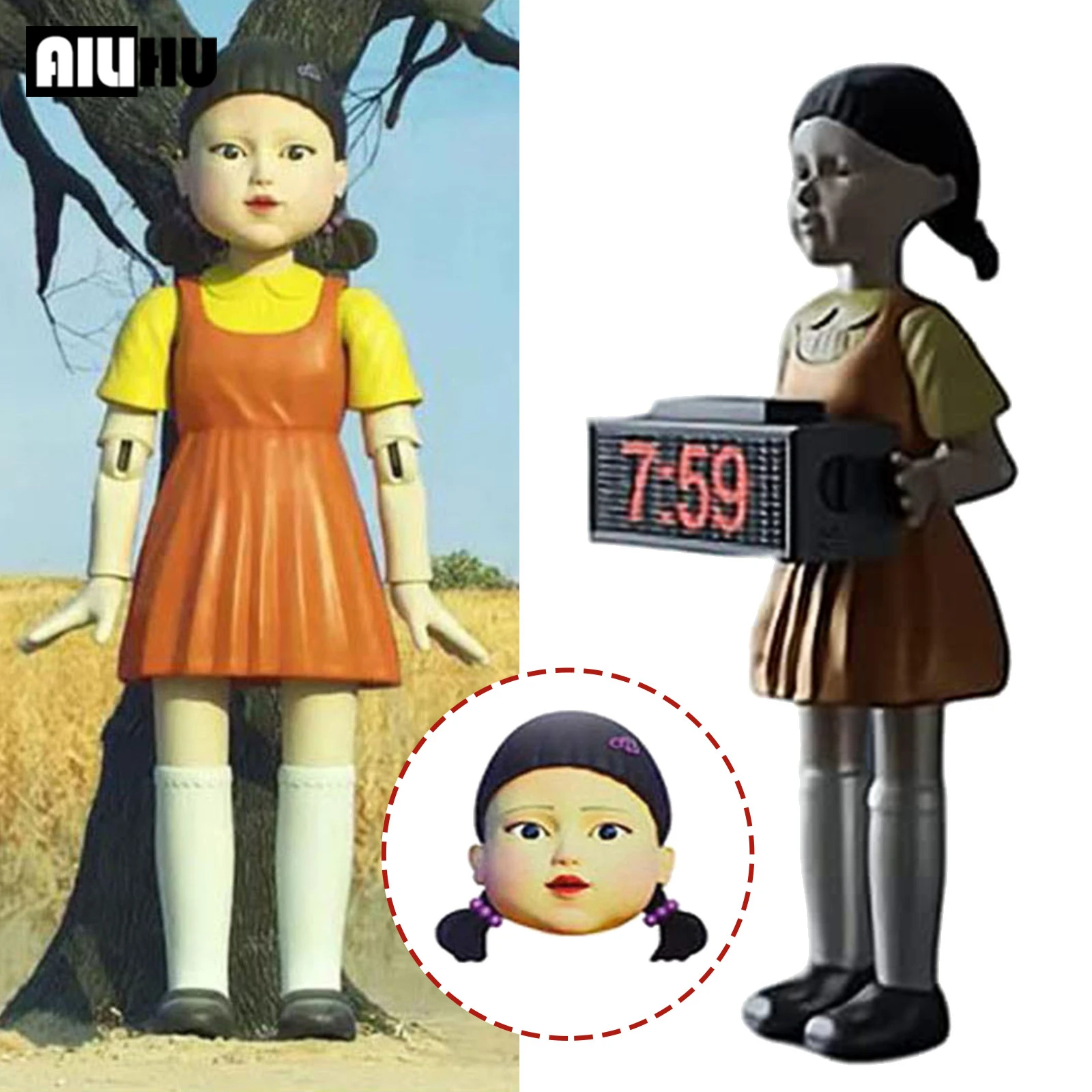 新しいイカゲームアラーム時計火災弾丸覚ますために赤色光 緑色光人形時計イカゲーム電子時計おかしい人形 Aliexpress