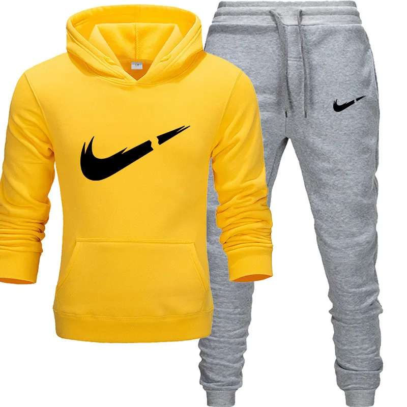 

Nueva Marca chбndal 2019 sudaderas de moda para hombre ropa deportiva conjuntos de dos piezas de lana gruesa con capucha + Panta