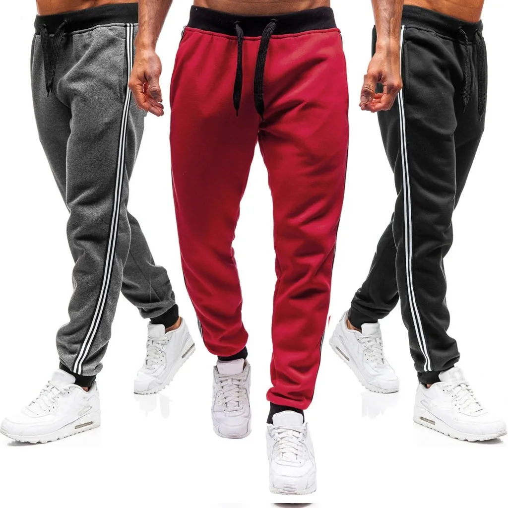 Men Splicing Sweatpants Printed Overalls Casual Pocket Sport Work Casual Trouser Pants Outdoor Elastic Waist Straight Trouser