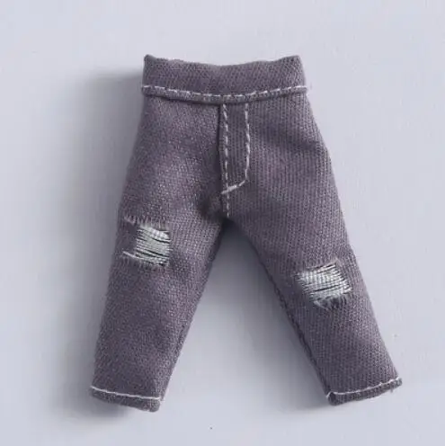 Новинка OB11 bjd Кукла Одежда сломанные ковбойские джинсы брюки для ob11, obitsu11, Molly, 1/12bjd куклы аксессуары Одежда - Цвет: Broken grey