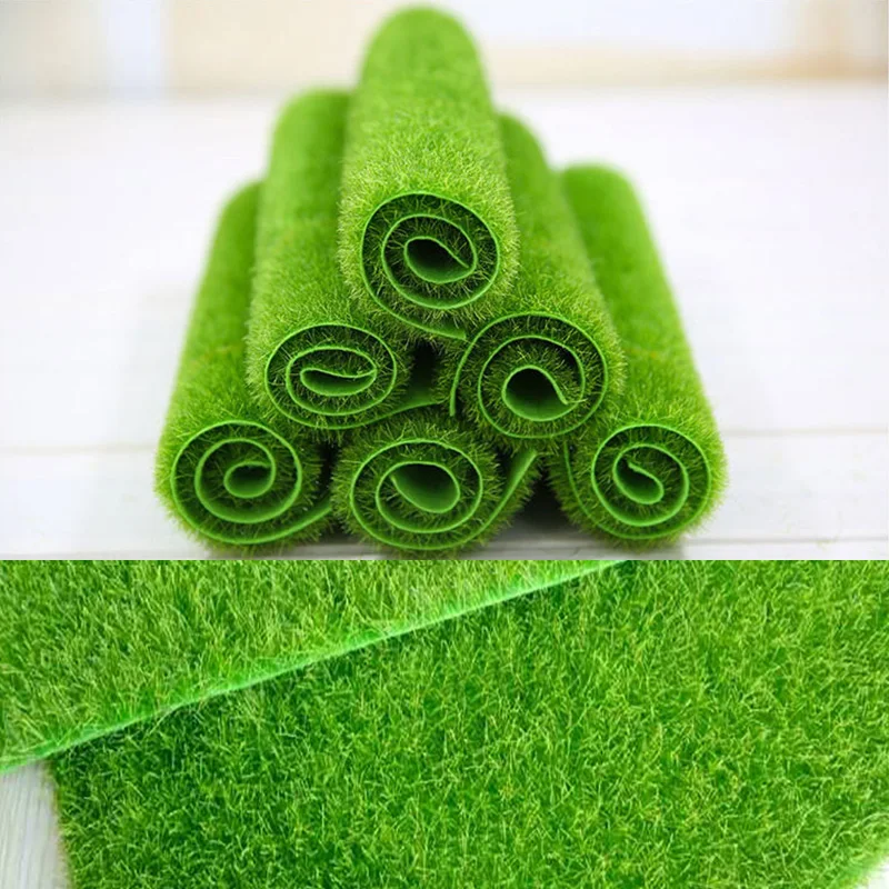 2size Artificial Grass Carpet Simulation Moss Turf Lawn Real Touch Green Fake Grass Mat For Garden Micro Landscape Home Decor