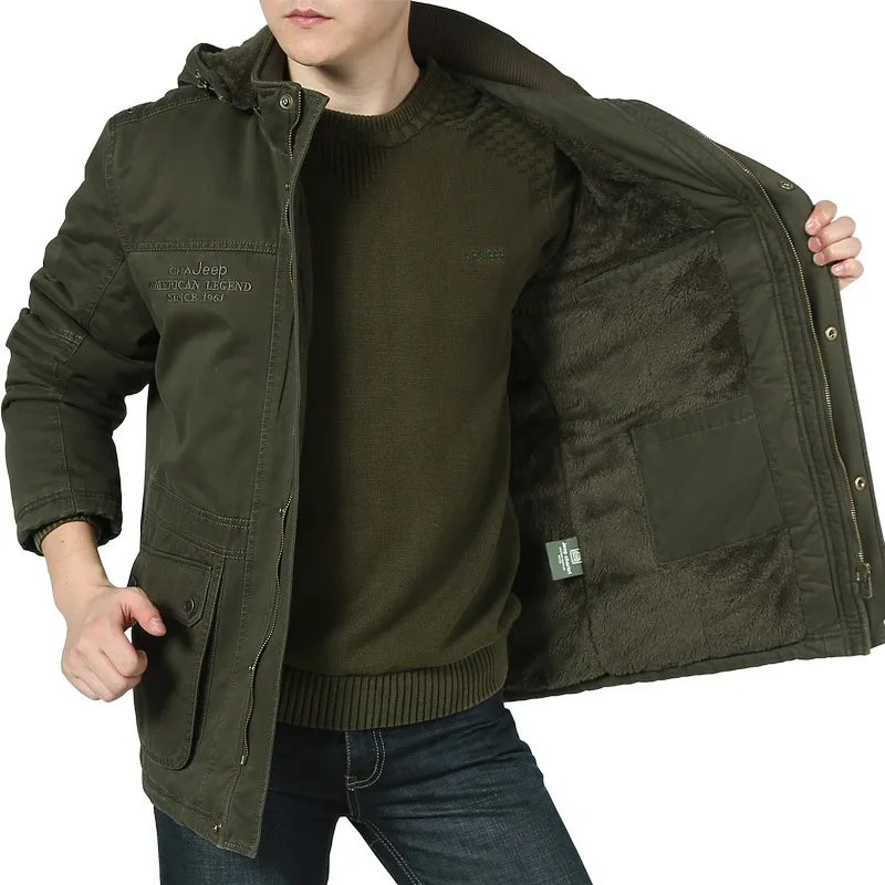 Зимняя куртка мужская теплая Толстая ветровка флисовое пальто с хлопковой подкладкой Военная ветровка Куртка парка пальто мужская одежда 5XL
