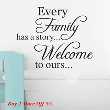 Горячая у каждой семьи есть история Добро пожаловать Tours съемный художественный виниловый росписи домашний декор настенные наклейки Модные теплые наклейки Muraux