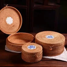 Qiu Teng, коробка для хранения из ротанга, цилиндрические натуральные ингредиенты, ручная работа, ретро коробка для хранения чая, емкость для хранения, ремесла, чайные пакетики