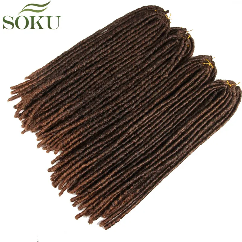 SOKU MT1B/30# цветные мягкие дреды вязаные крючком косички 18-26 дюймов Синтетические волосы Faux locs плетение наращивание волос