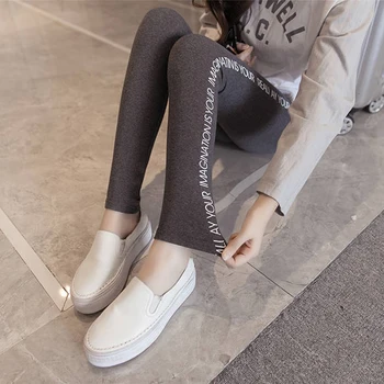 

Bella Philosophy 2019 Autumn Women Plus Size Leggings Casual Harajuku High-Elastic Sports Letter Print Pants Wild Feet Long Pant