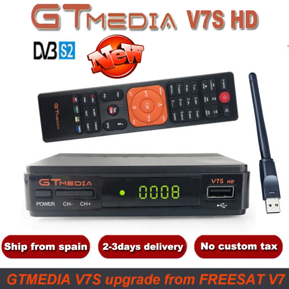 GTMedia V7S HD спутниковый ресивер DVB S2 Full 1080P + USB Wi Fi 1 год Cline CCCAM обновление Freesat V7