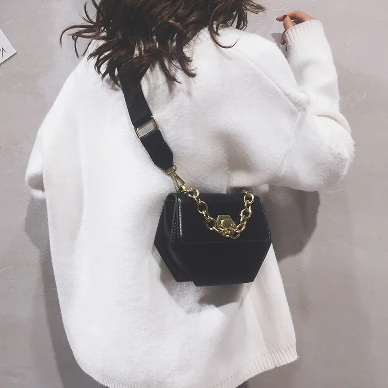 

France Non-mainstream Bag Western Style WOMEN'S Bag 2019 Popular New Style Mini Rhombus Bag Chain Broadband Crossbody Bag