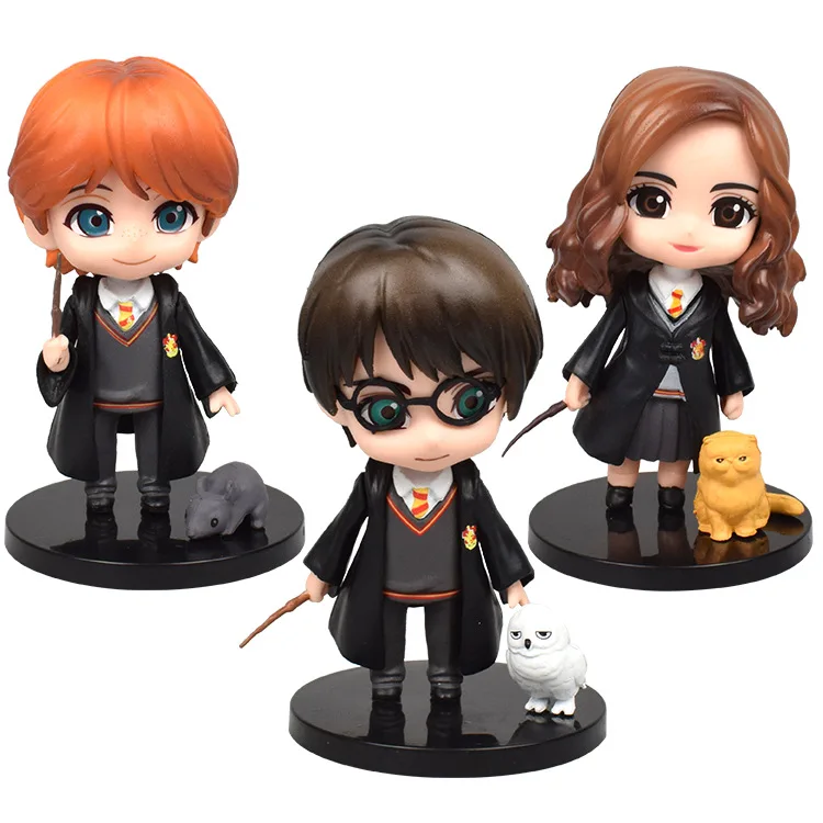3 Pz/Set Film Harwel Q Posket Auto Modello Fatto A Mano Potters Action Figure Bambola In Pvc Hermione Ron Hedwig Regalo Adorabile Per Bambini