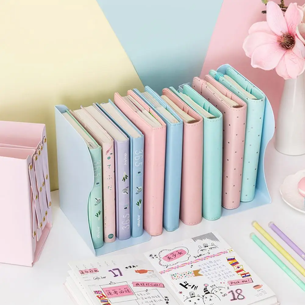 

Macaron Solid Color Large Book Stand Telescopic Creative Metal Holder Desk Bookend Bookshelf Adjustable Organizer For Books F9J0