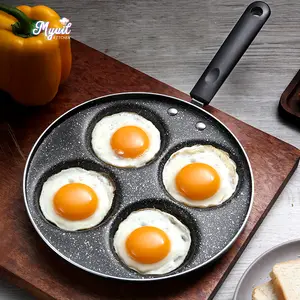 7 Hole Frying Pan, Mini Flat Bottomed Pancake Pan, Nonstick Hamburg Egg  Frying Pan, Iron Cooking Pan with Plastic Handle for Kitchen, Picnic