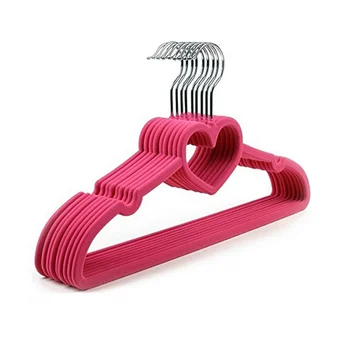 

30pcs Love Heart Style Flocked Non-Slip Clothes Racks Hangers (Rosy)