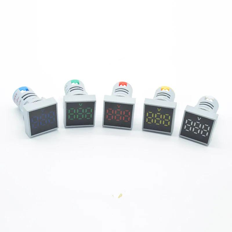

22mm AC 12-500V Voltmeter Square Panel LED Digital Voltage Meter Indicator Light 60-500V red green yellow white blue 22MM Square