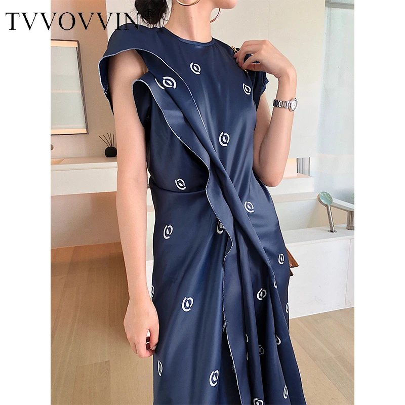 

2020 New Fashion Niche Design Fold Irregular Sleeveless Ruffles Tank Womens Dress Dresses Loose Casual Temperament Woman A003