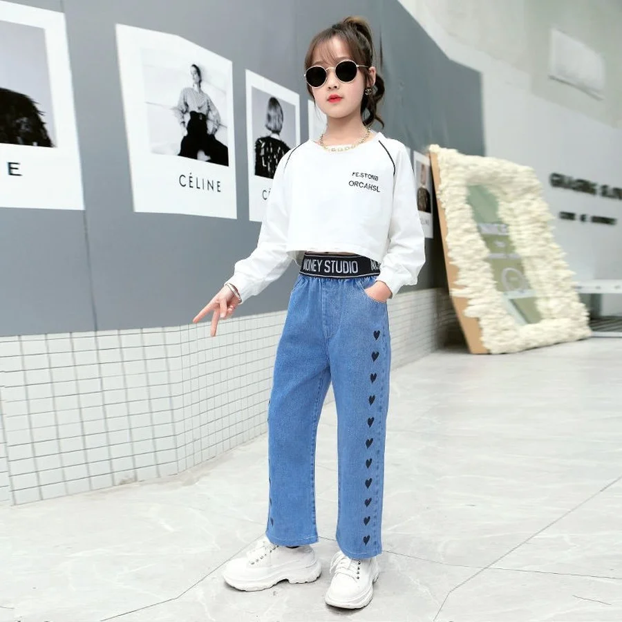 Girls Jeans Hole Ripped Jeans For Kids Korean Denim Pants Black Thicken  Jeans Floral Jean Pants Girl Trousers From 18,97 € | DHgate