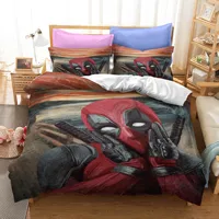 3 Pieces Set disney Deadpool Bedding Set Deadpool Corps Twin Bedroom Comforter Bedding Bed Linen Cotton Duvet Cover Pillowcase 5