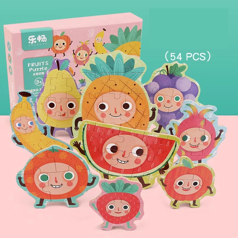 Деревянные игрушки игра-головоломка детская головоломка образовательные головоломки для детей игра геометрическое Когнитивное Взаимодействие игрушки подарок - Цвет: Fruit puzzle