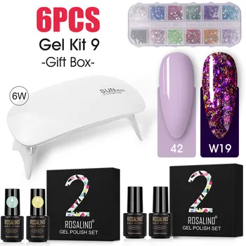 

ROSALIND Gel Nail Polish Set Manicure Nail Art Kit Gift Box Nail Polish Set Need Cure UV LED Lamp Hybrid Varnishes Base and Top