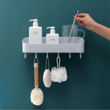 

Bathroom Wall Storage Holder Racks Kitchen Wall Mounted No Drilling Storage Box Shelves Home Organizer
