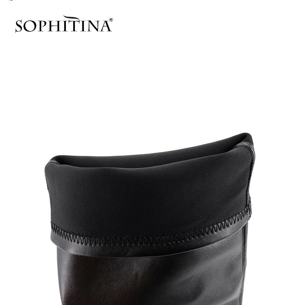 SOPHITINA/удобные женские ботинки; Высококачественная Модная уникальная обувь из овечьей кожи на молнии; высокие сапоги до колена ручной работы; SC365