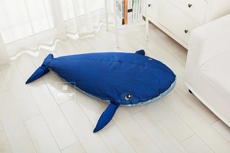 Cartoon Blue Whale Bean Bag Washable Lazy Sofa Creative Baby Lives in Single Kindergarten Tatami Children Sofa Chair Pillow