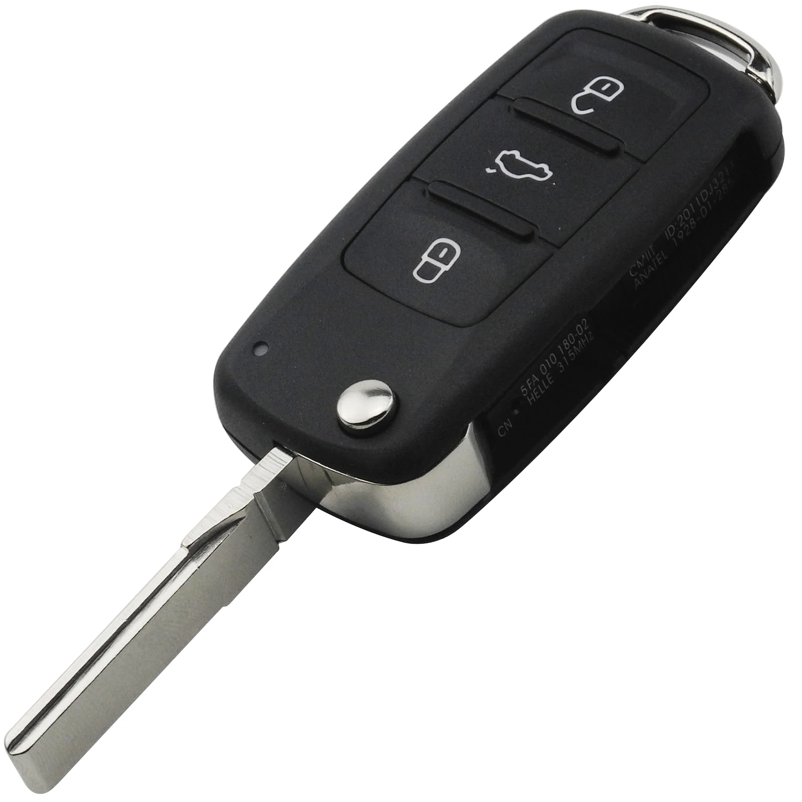 Jingyuqin, новинка, 3 кнопки, флип, Автомобильный ключ, оболочка, чехол для VW Golf MK6 Bora Polo Tiguan Touareg 202AD 202H 202Q Cut/Uncut Blade - Количество кнопок: Uncut Blade